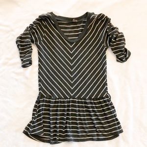 Gray Stripe Peplum Top